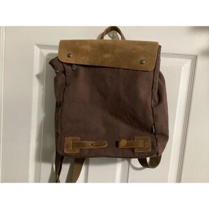 TSD Brand Cooper Leather Canvas Backpack Convertible Crossbody Bag